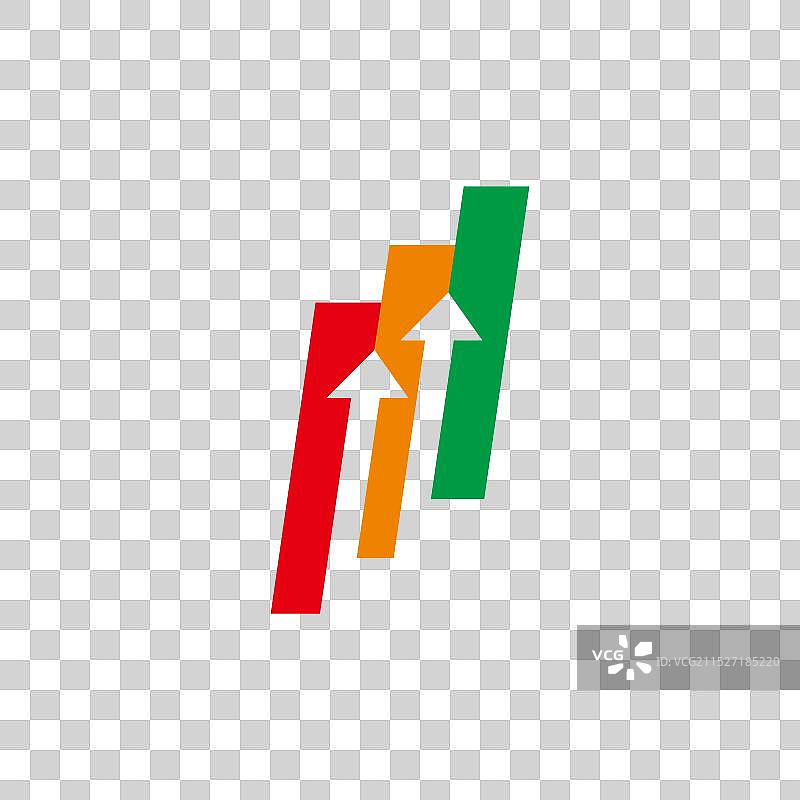 柱状图箭头上升彩色简约logo图片素材