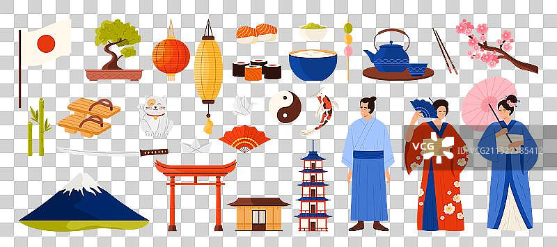 日本文化旅行套装图片素材