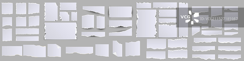 逼真的白色撕裂纸条图片素材