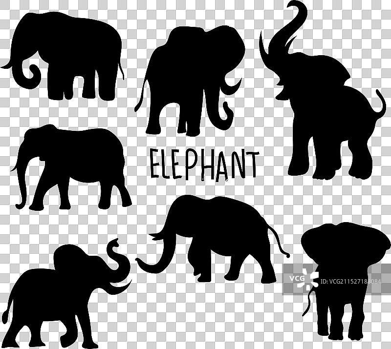 大象剪影图片素材