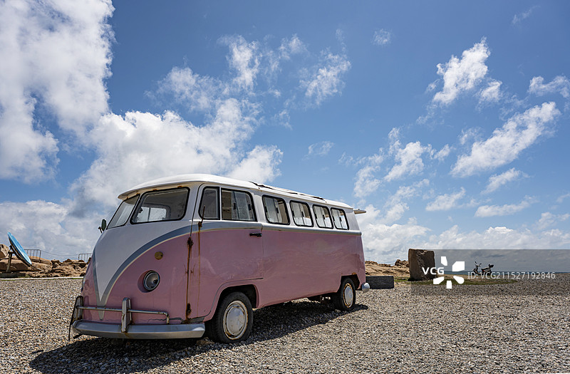 平潭岛网红复古巴士图片素材