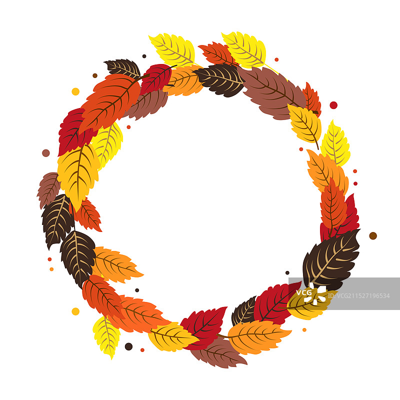 黄色干秋叶圆形框架图片素材
