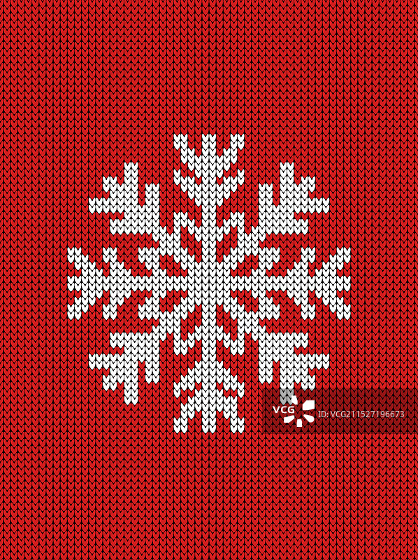 复古圣诞针织雪花红色海报图片素材