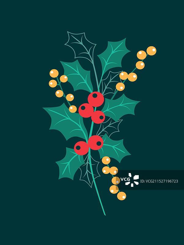 复古圣诞花束冬季植物浆果绿色图片素材