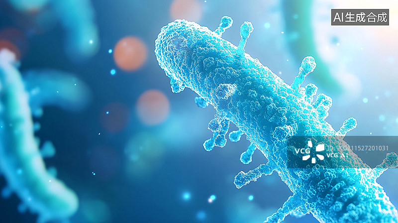 【AI数字艺术】病毒的特写镜头三维渲染场景图片素材