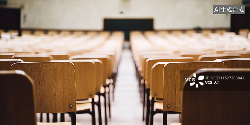 【AI数字艺术】现代化会议室内部结构一排排凳子开会背景图片素材