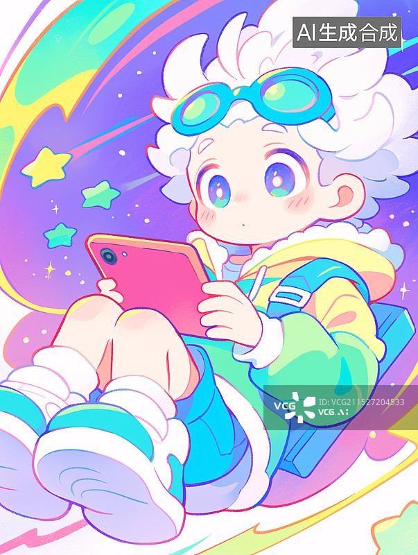 【AI数字艺术】玩游戏的儿童卡通插画图片素材
