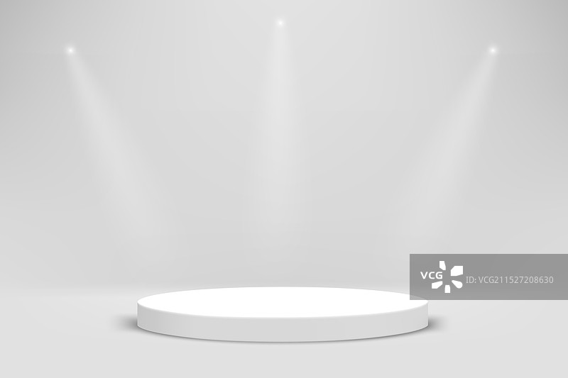 带有讲台和聚光灯的白色空旷3D工作室图片素材