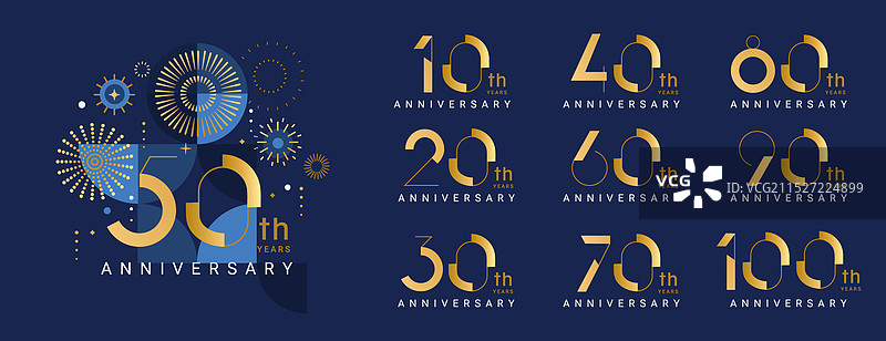 各年代周年纪念Logo套装图片素材