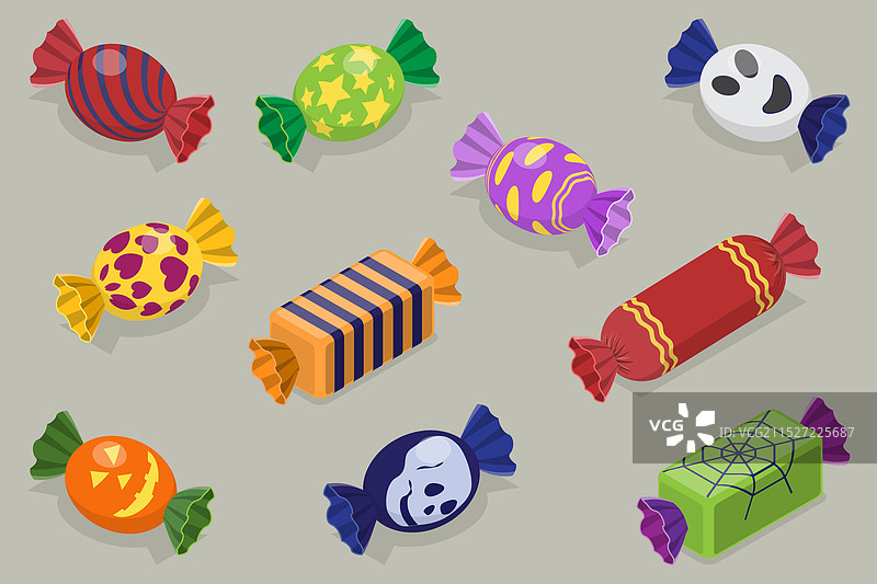 2.5D等距风格糖果套装图片素材