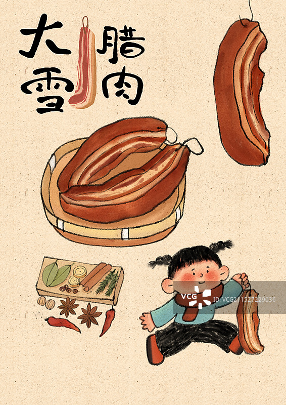 大雪节气国风插画图片素材