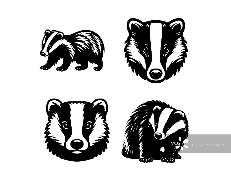 獾剪影图标图形标志设计图片素材