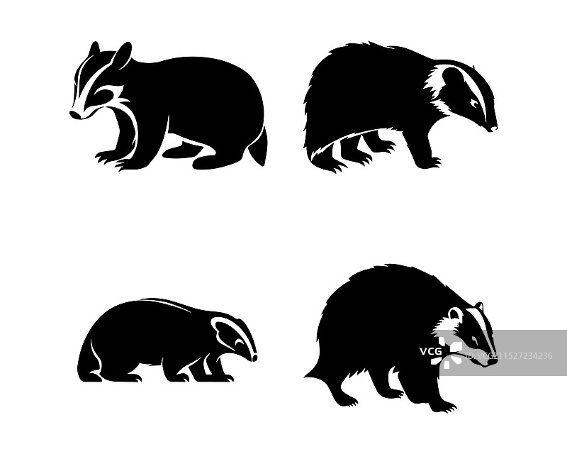 獾剪影图标图形标志设计图片素材