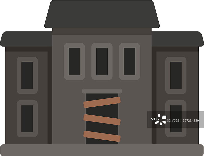 用木板封住门窗的废弃建筑物图片素材