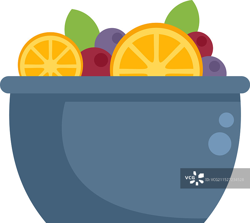 装满橙子切片的蓝色碗图片素材