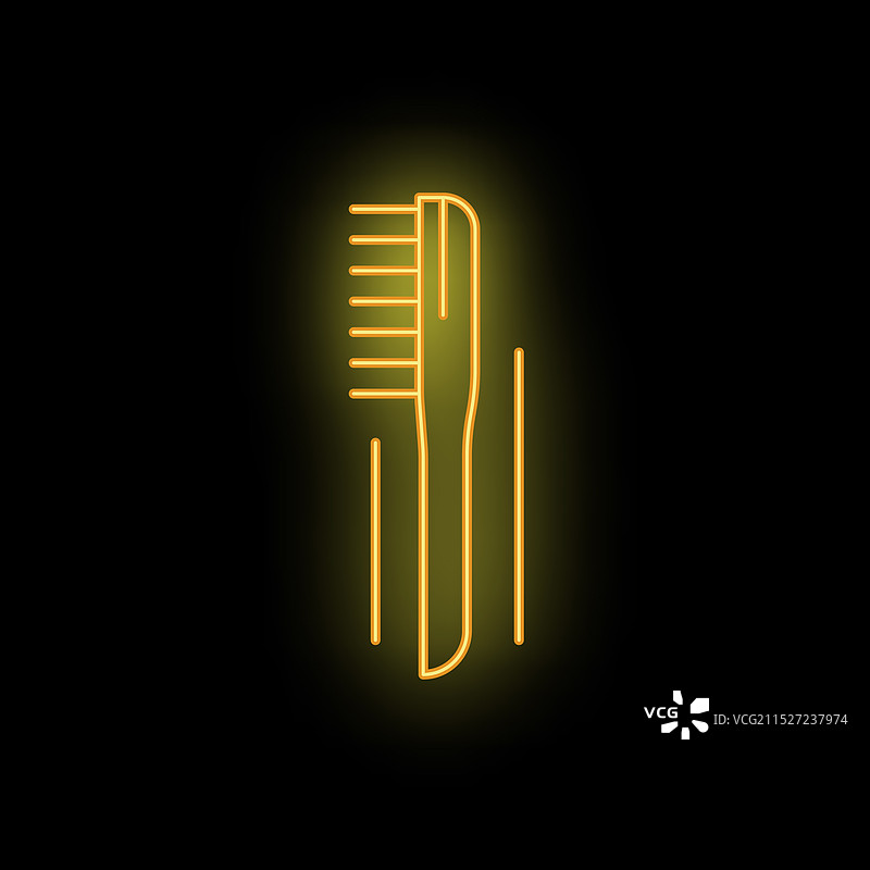 深色背景上发光的霓虹发梳图片素材