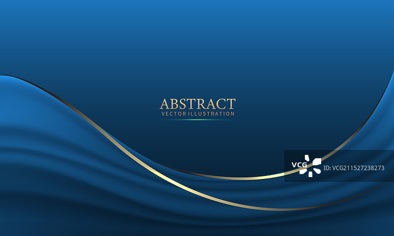 抽象蓝金色轻奢波浪曲线图片素材