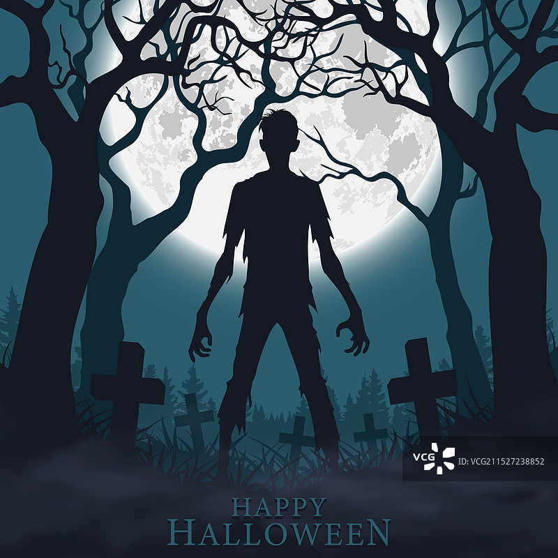 万圣节背景僵尸剪影图片素材