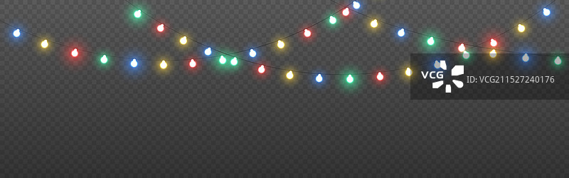 网站用彩色圣诞彩灯花环图片素材