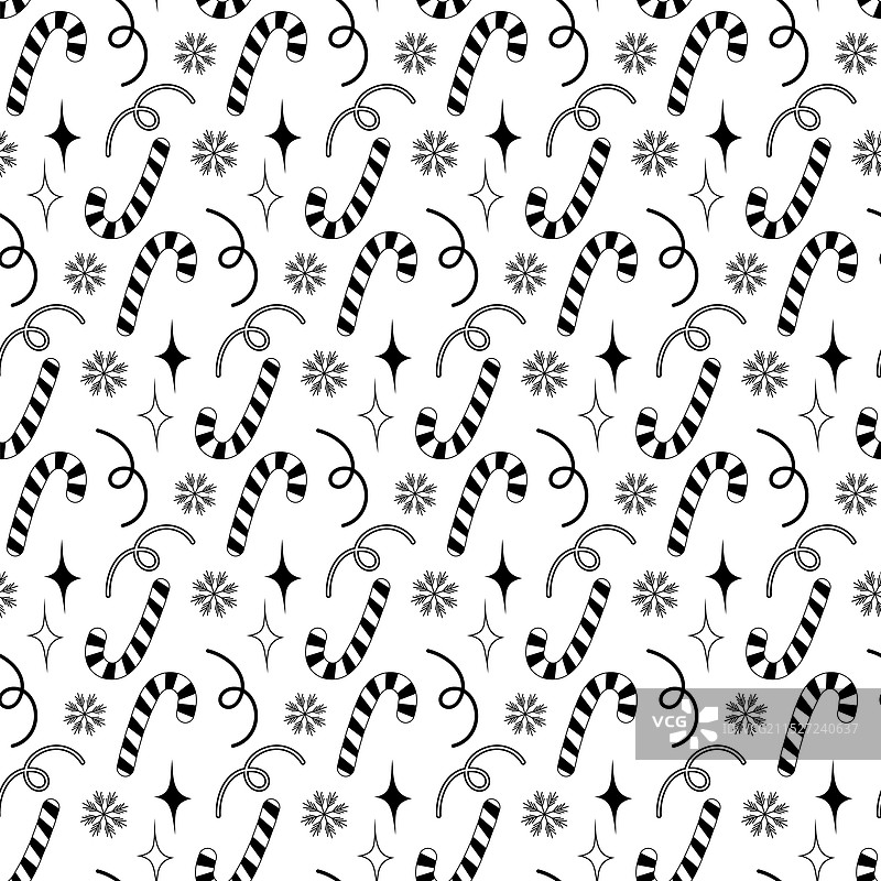 圣诞拐杖糖雪花彩带和星星图片素材