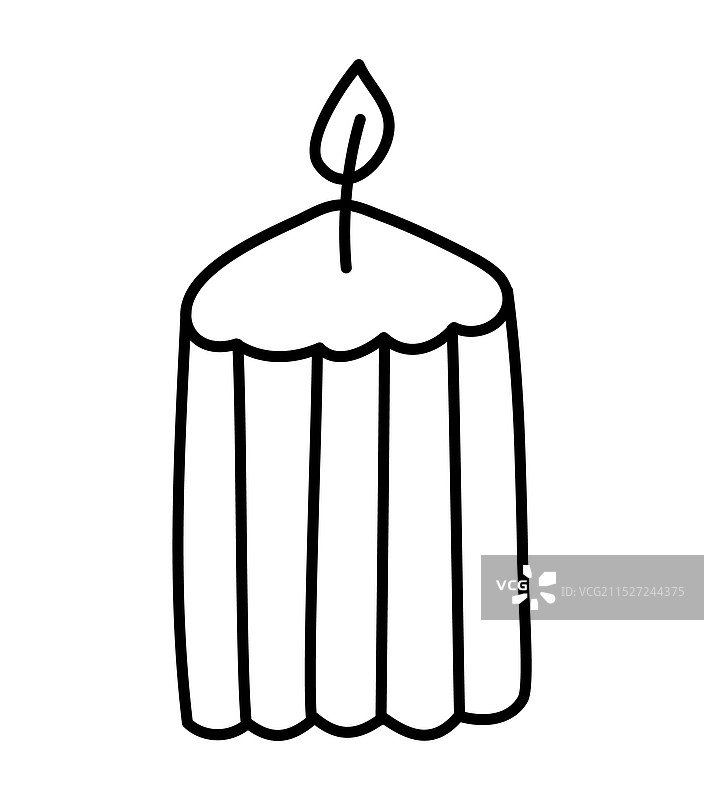 手绘线条蜡烛彩色美学图片素材