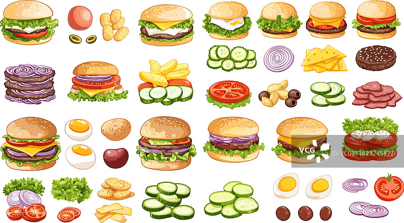 卡通汉堡结构面包图片素材