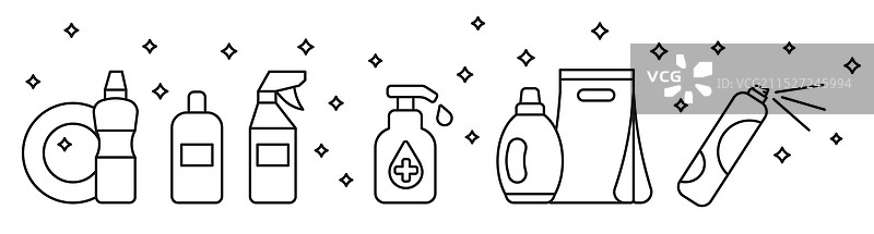 线性图标清洁公司符号图片素材