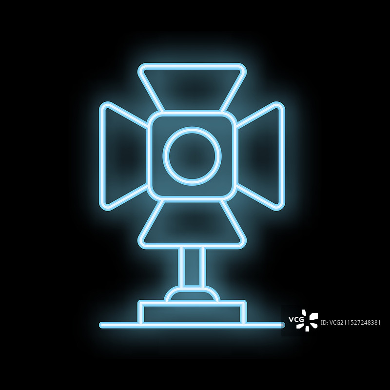 黑暗中发光的蓝色霓虹灯演播室聚光灯图片素材