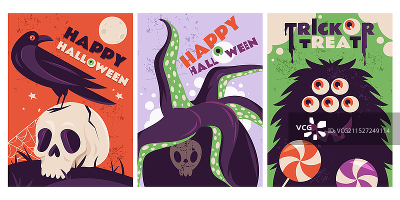 有趣的万圣节banner或宣传单集合图片素材