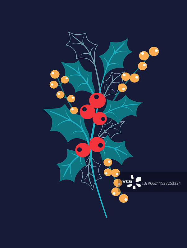 复古圣诞花束冬季植物浆果蓝色图片素材