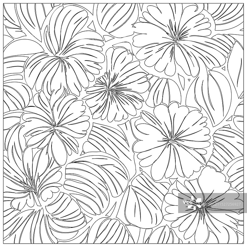 卡文花纹轮廓草图图片素材