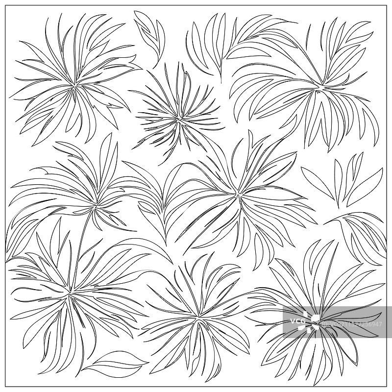 卡文花纹轮廓草图图片素材