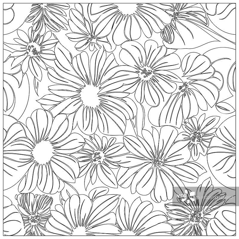 卡文花纹轮廓草图图片素材