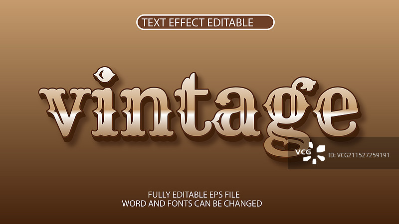 可编辑的复古风3D文字特效图片素材