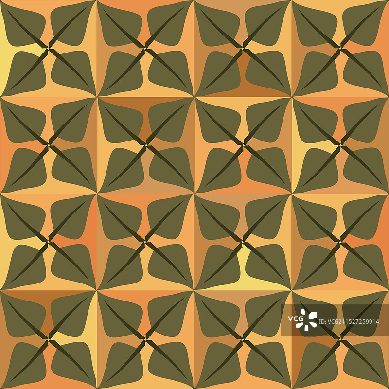 带有绿色秋叶的秋季无缝图案图片素材