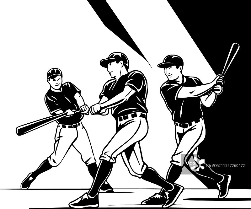 三个男人打棒球图片素材