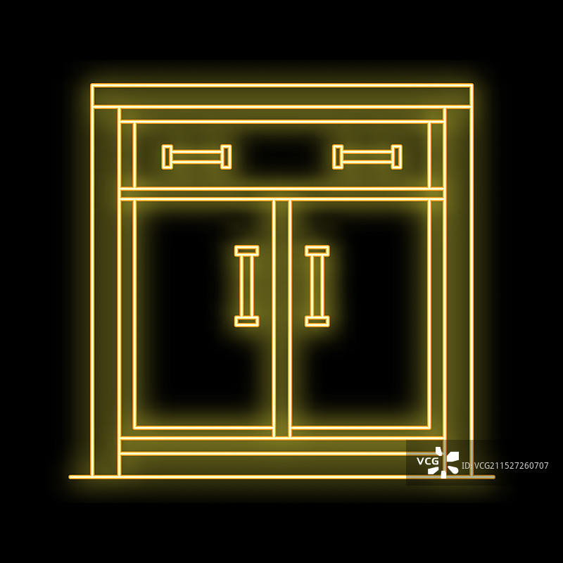 黄色霓虹灯轮廓的抽屉柜图片素材