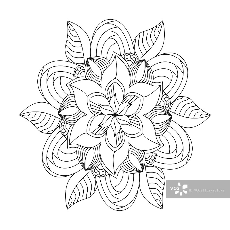 六翼天使圆形曼陀罗填色书页图片素材