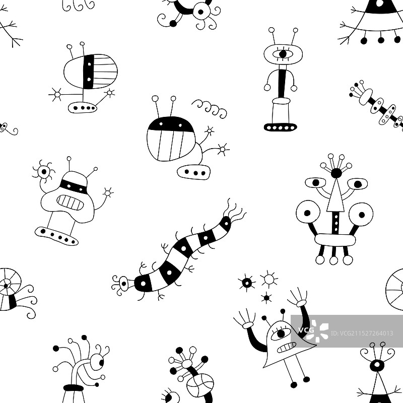 有趣的微生物怪物无缝图案图片素材