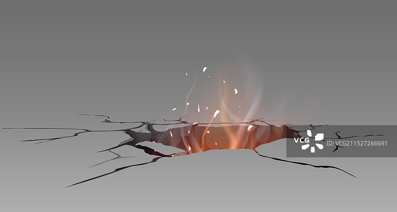 有火光的破损地面或墙面图片素材