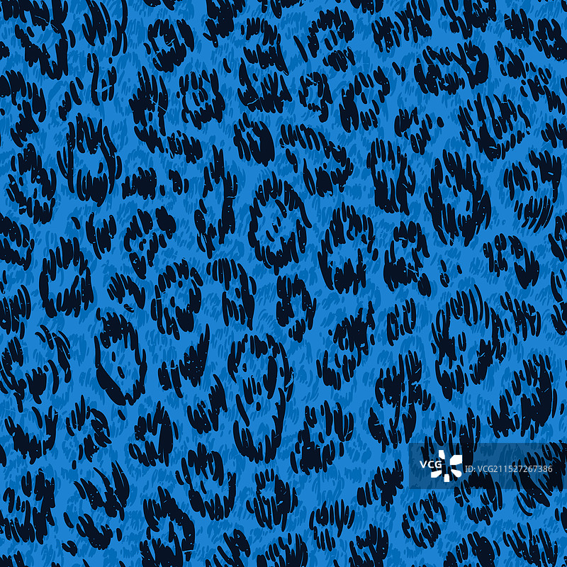 手绘蓝色时尚豹纹图案图片素材
