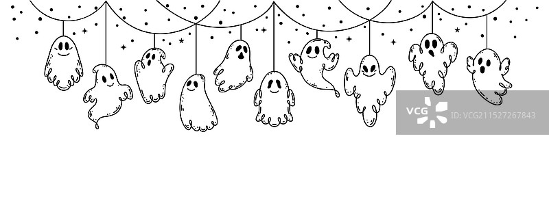 万圣节涂鸦幽灵花环图片素材