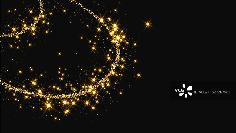 金色闪耀的彩纸屑波浪和星尘图片素材