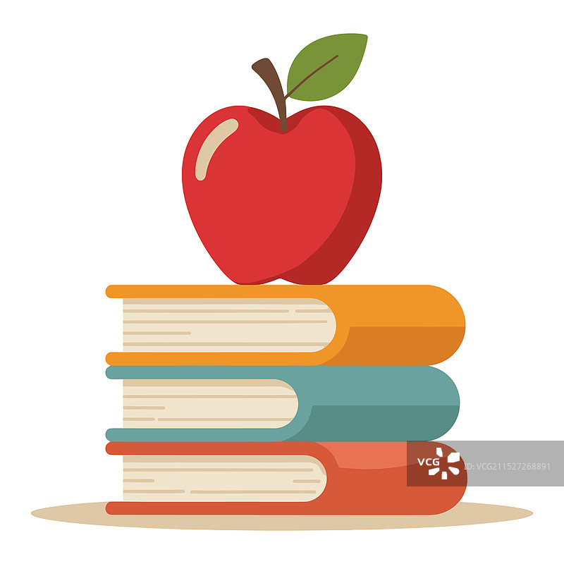 返校季，书堆上的苹果图片素材