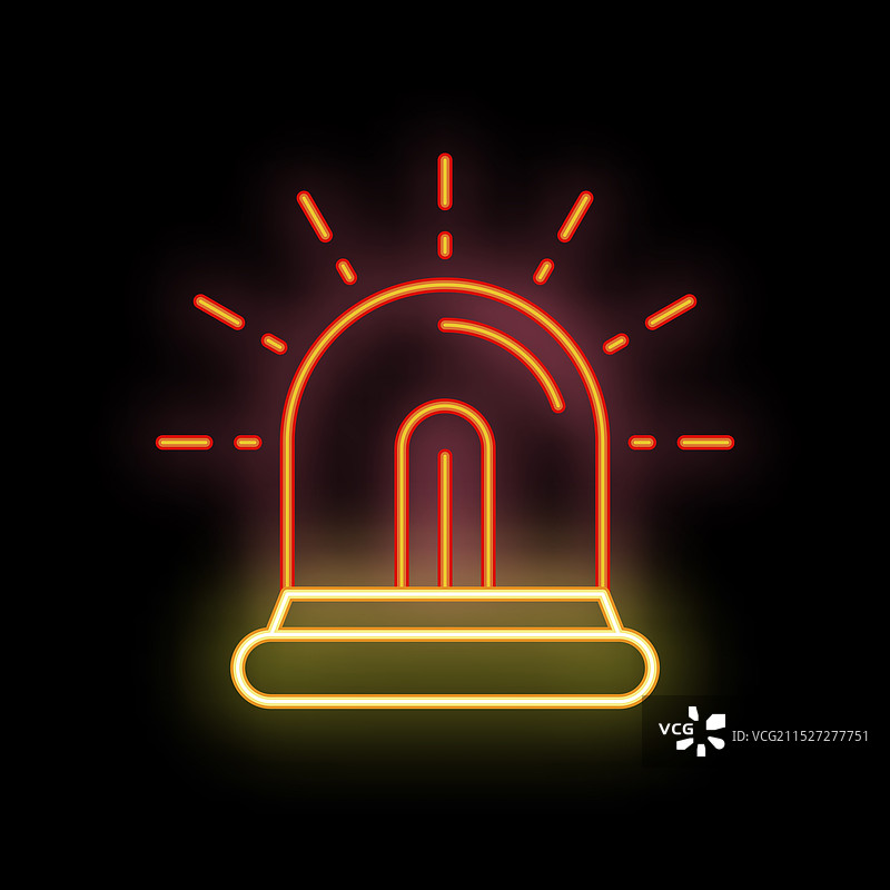 黑色背景上的发光霓虹灯警报器图片素材