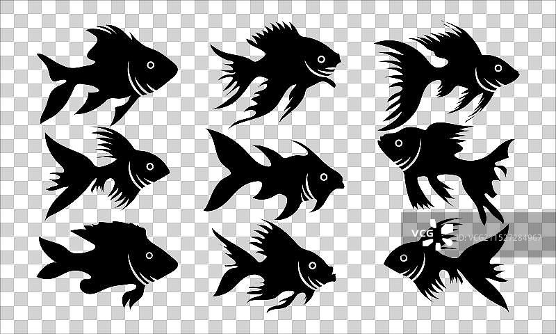 钓鱼扁平剪影合集图片素材