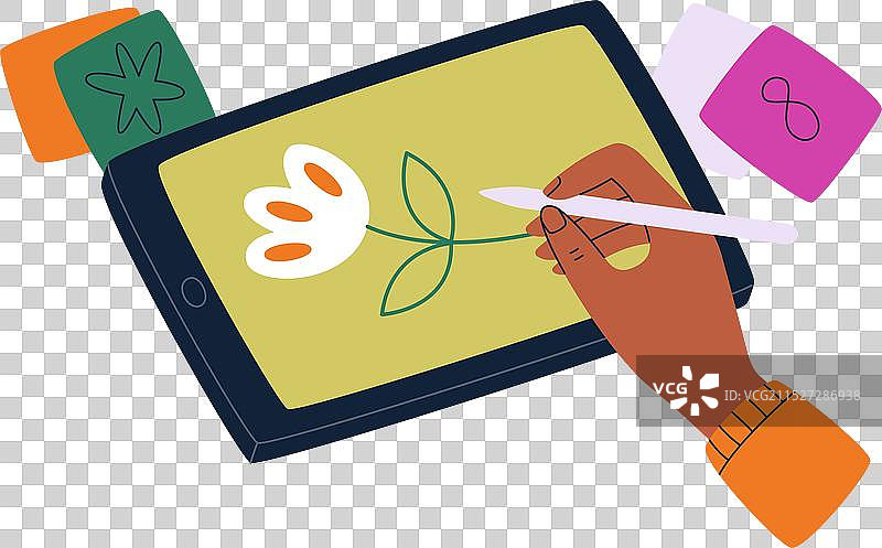 用平板电脑手绘花朵图片素材