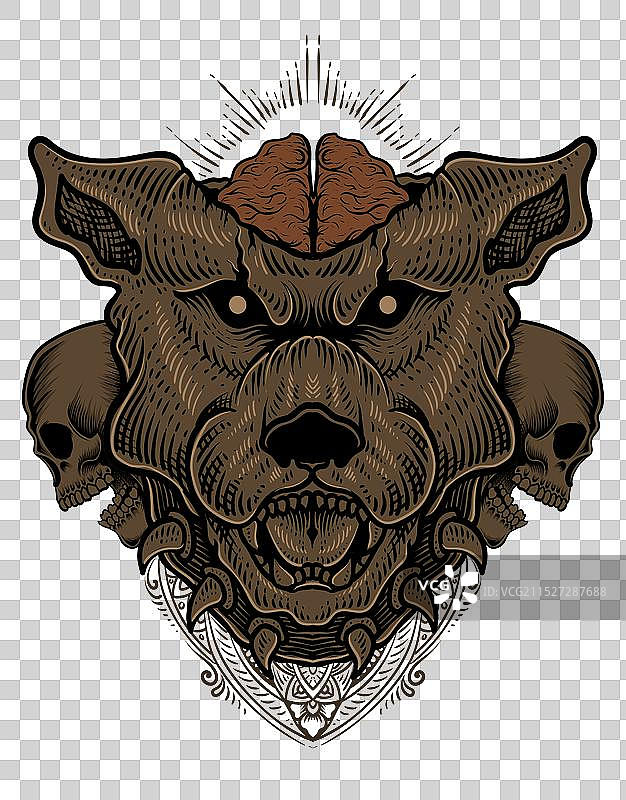 带有头骨的狗头图片素材