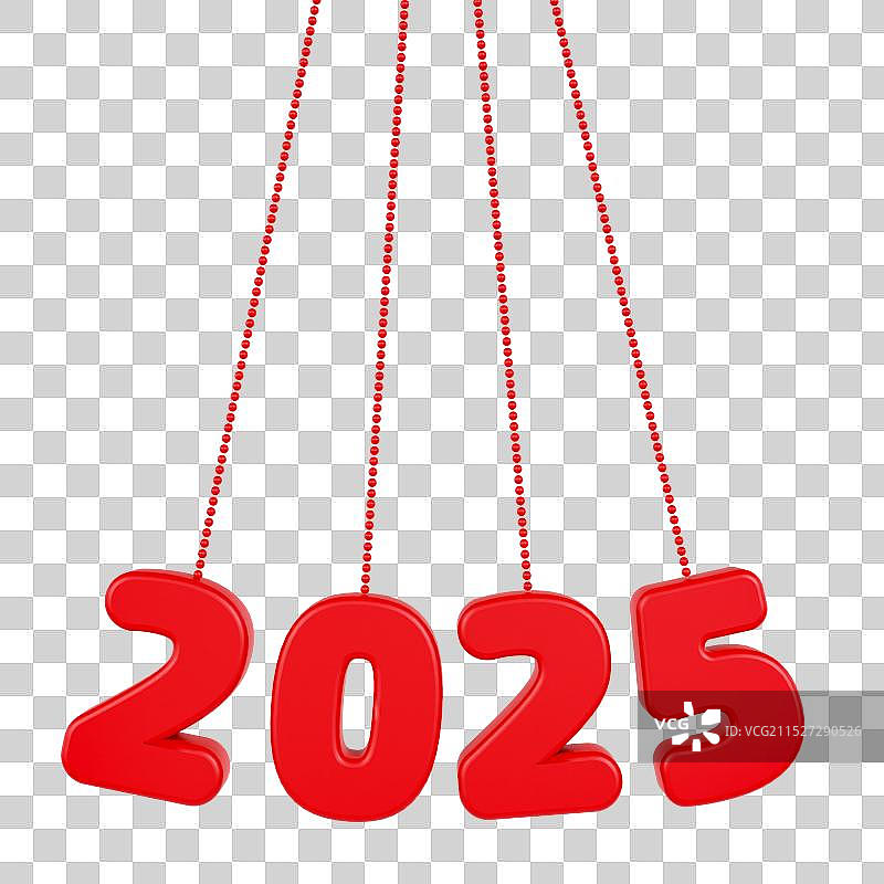 3D立体悬挂的2025年数字新年元旦春节元素图片素材