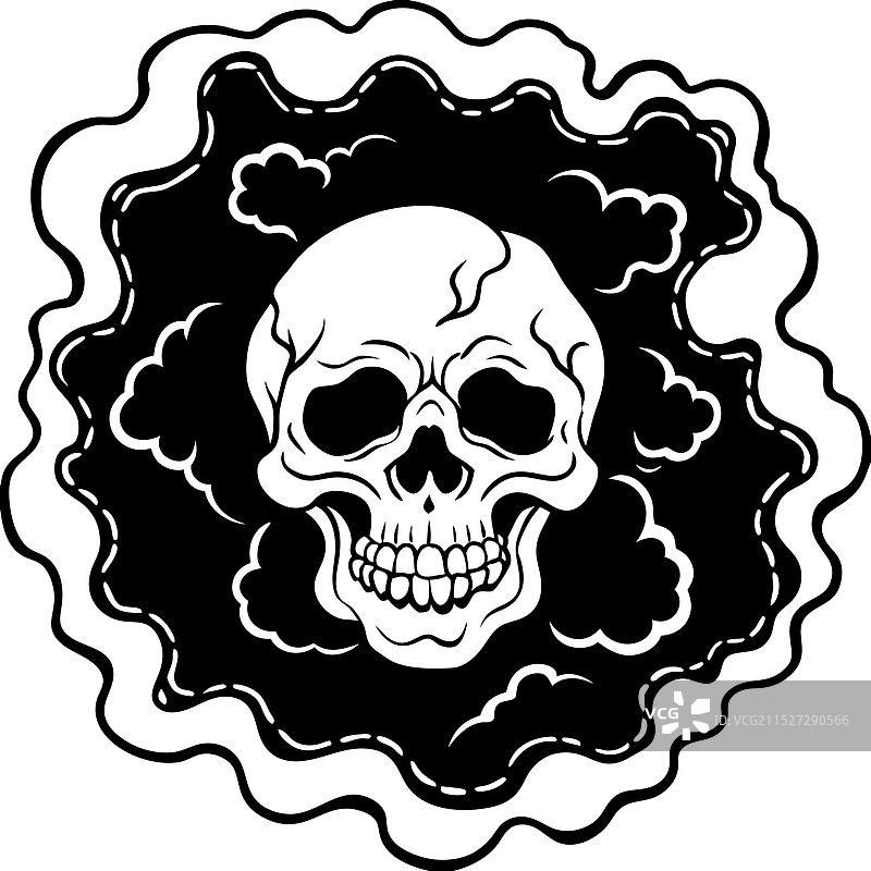 烟雾缭绕的骷髅绘画作品图片素材